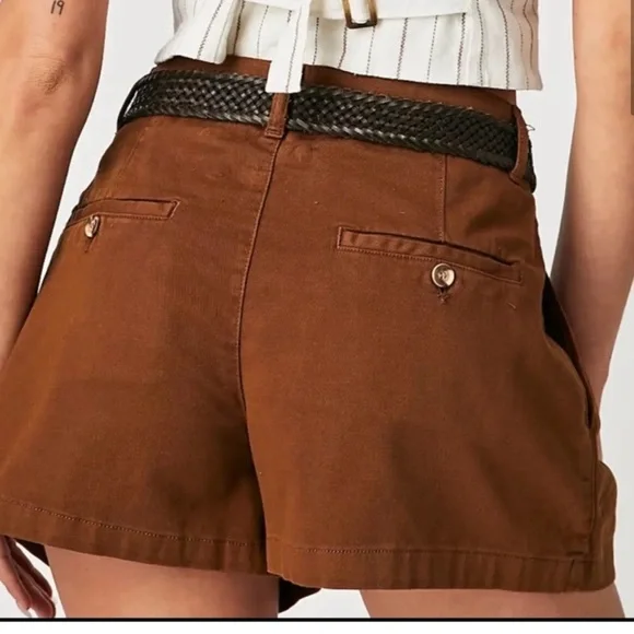 Free People High Waist Brown Billie chino shorts - Picture 2 of 4